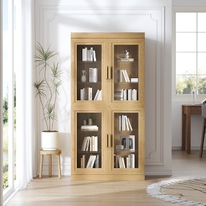 Dovelina Vertical Bookshelf Combination with Adjustable Shelves--Glass Door - 1 of 4