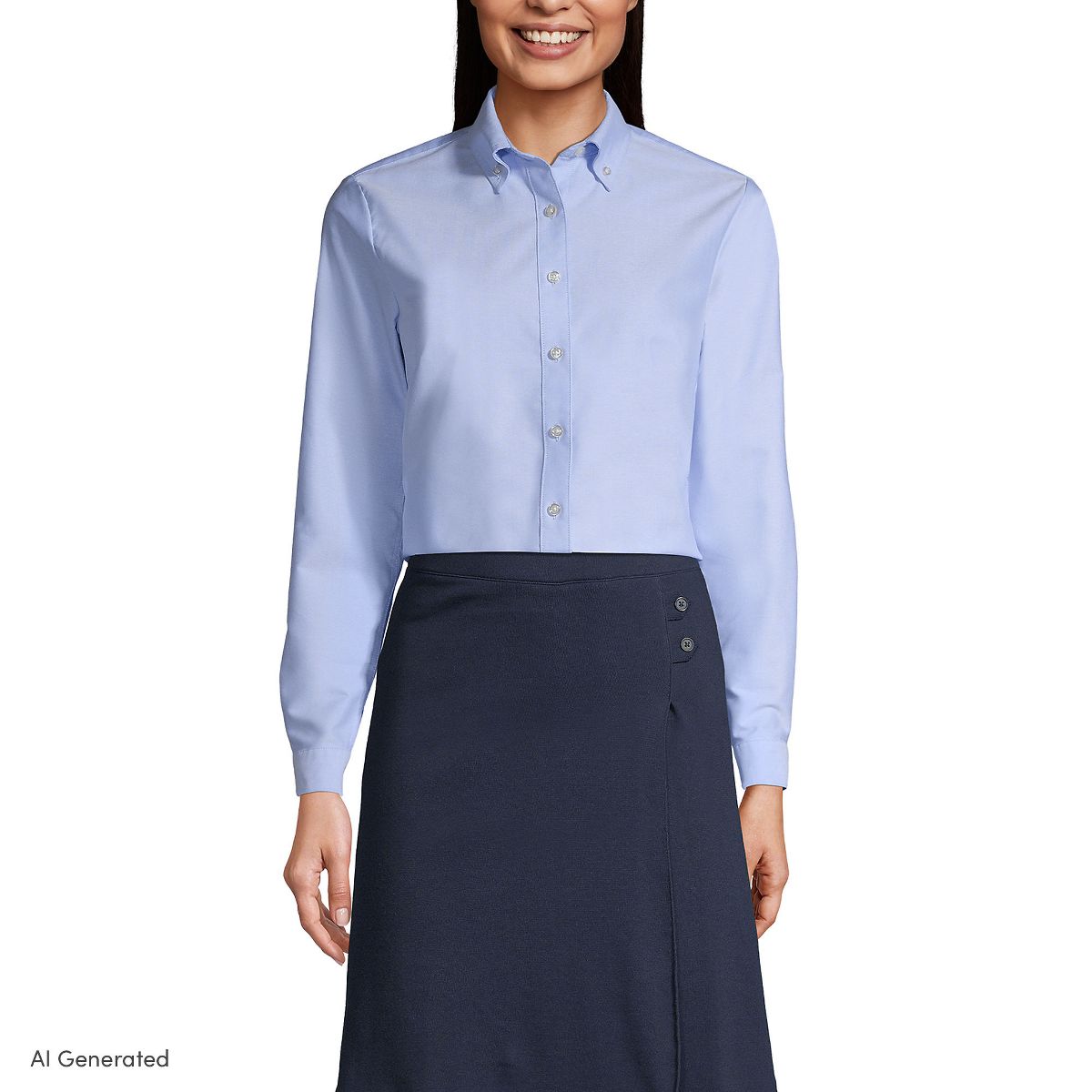 Lands' End School Uniform Women's Long Sleeve Oxford Dress Shirt