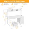 Itopfox White Computer Desk with Hutch & Drawers - Modern Office Desk with Storage Drawers and Power Outlets, Study Writing Desk for Bedroom Home - 3 of 4