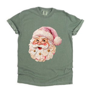 Santa Face Textured Paint - Women's Garment Dyed Graphic T-Shirt - 1 of 4