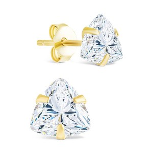 SHINE by Sterling Forever Sterling Silver Trillion Cut Prong Set Stud Earrings - 1 of 4