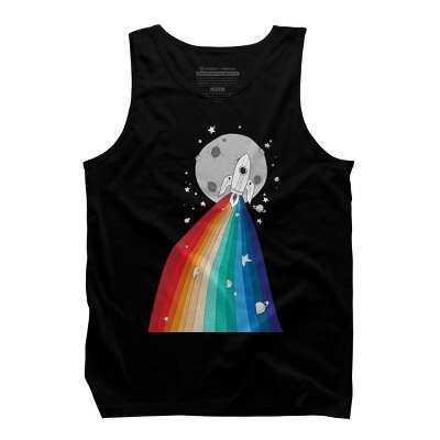 Adult Design By Humans Rainbow Pride Rocket to the Moon By noeldelmar Tank Top