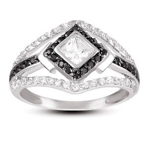 Guili Sterling Silver White and Black Cubic Zirconia Ring - 1 of 3