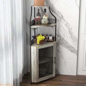 Corner Bar & Wine Cabinet - Adjustable Shelves with Glass Holder & Mesh Doors - 1 of 4