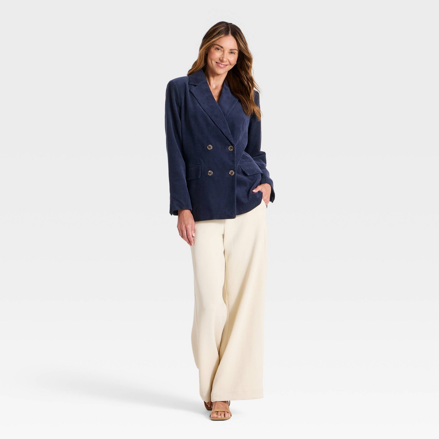 Женский пиджак A New Day Collared Corduroy Blazer, цвет: Тёмно-синий — фото 3