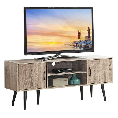 Costway TV Stand Entertainment Center For TV's up to 65'' w/ Storage Cabinets & Wood Legs