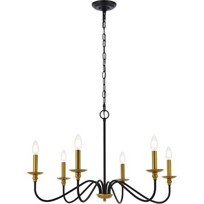 Elegant Lighting Rohan 30 inch chandelier in matte black and brass