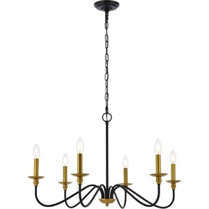 Elegant Lighting Rohan 30 inch chandelier in matte black and brass - 1 of 4