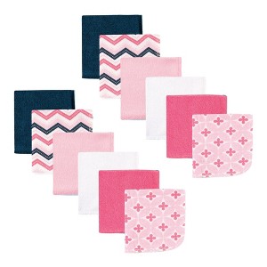 Luvable Friends Baby Girl Cotton Rich Washcloths, Chevron, One Size - 1 of 2