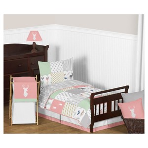 Coral & Mint Woodsy Bedding Set (Toddler) - Sweet Jojo Designs , Blue Gray Pink