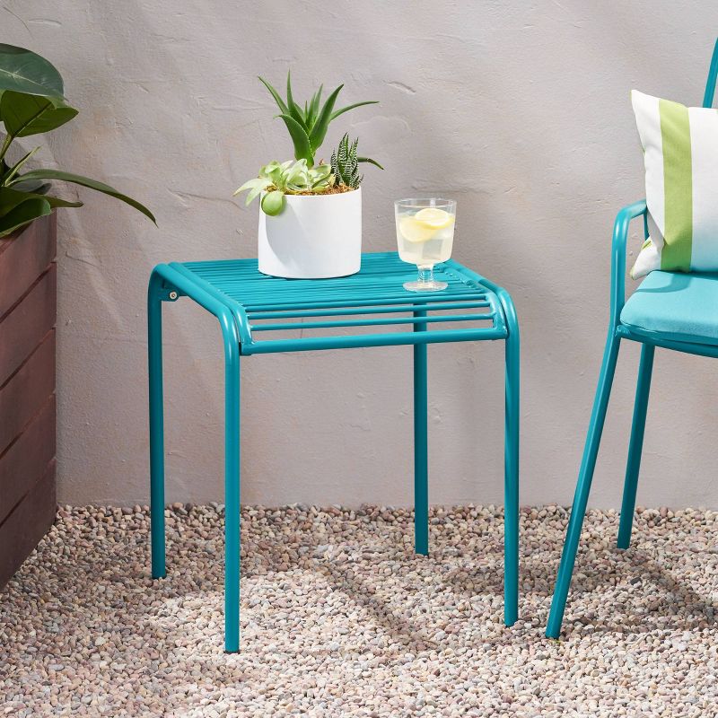 Boston Iron Modern Side Table Matte Teal - Christopher Knight Home, 3 of 7