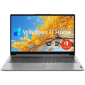 Lenovo IdeaPad 1i Laptop, 15.6" FHD Display, Intel Celeron N4500, Intel UHD Graphics, 4GB RAM, 128GB eMMC, Wi-Fi 6, Windows 11 Home, Grey - 1 of 4