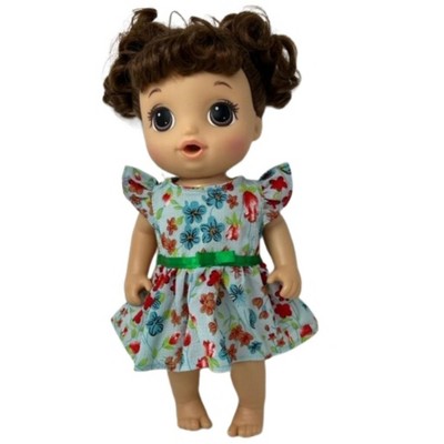 Doll Clothes Superstore Blue Dress With Flowers Fits 14 Inch Baby Alive And Little Baby Dolls