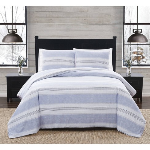 5pc Full/queen Reversible Heathered Herringbone Stripe Comforter Set Blue -  Threshold™ : Target