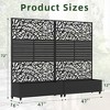Wooakway 72"H Two-tone Patio Planter Box with Trellis Metal Raised Garden Bed Black Decorative Privacy Screen with Wheels - 4 of 4