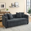 TiramisuBest 77.9-inch folding dual-purpose three-seater dark grey flannel sofa that can be pulled out and turned into a bed, Modular Sectio - 2 of 4