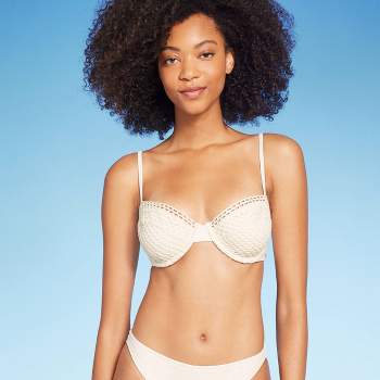 Women's Retro Ribbed Underwire Bikini Top - Shade & Shore™ White 34dd :  Target