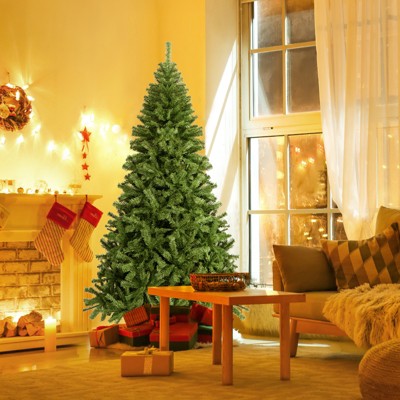 Costway 6FT/7.5FT/9FT PVC Christmas Tree Hinged Solid Metal Legs