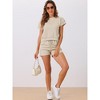cheibear Women's Short Sleeve Tops and Shorts with Pockets Lounge Pajama Sets - 3 of 4