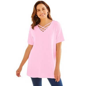 Woman Within Criss Cross Tee - 1 of 4