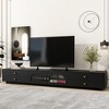 Vynxaria 86" Black TV Center with Fluted Glass Doors and Versatile Storage for TVs Up to 95"L - 3 of 4