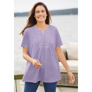 Woman Within Eyelet Henley Tee - 1 of 4