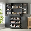 72" Kitchen Storage Cabinet with Fluted Doors, Keyboard Drawers & Adjustable Shelves for Pantry or Entryway-Cuddlewood - 3 of 4