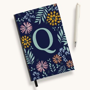 Personalization Mall Flowery Initial Personalized Journal Mint/Navy - 1 of 1