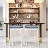 Tangkula Set of 4 Saddle Bar Stools Backless Nailhead Counter Stool with Grey Cushions Coffee/White - 2 of 4