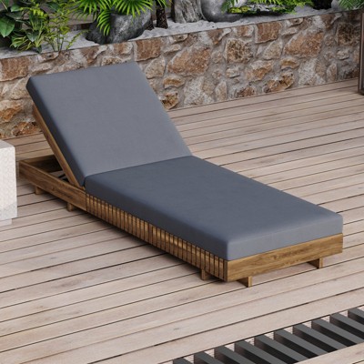VisioGear Chaise Lounge Chairs, Pool Chairs Lounges with Lounge Cushion, Beach Recliners with Adjustable Backrest, Dark Gray, 76.8"*27.5"*5.9"