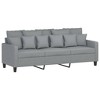 vidaXL 3-Seater Sofa Set with Footstool - Light Gray, Polyester Fabric Upholstery, Comfortable Plush Padding, Compact Size, Modern Design - 3 of 4