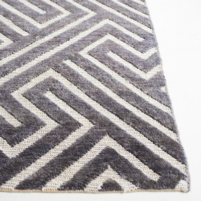 Santa Fe Hand-Knotted Charcoal & Silver Wool Area Rug
