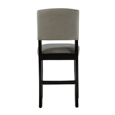 Dove Gray Faux Leather Counter Stool with Black Wood Frame