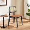 HOMLUX Set of 2 Rattan and Oak Dining Chairs with Ash Wood Legs includes Rubber Floor Protectors - 3 of 4