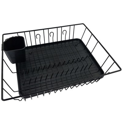 MegaChef 16 Counter Top Drying Dish Rack, Black