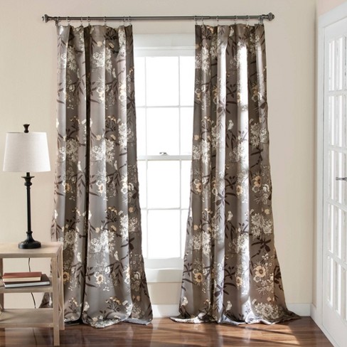 Grey Floral Curtain Panels , Living Room Bedroom Gray Flowers Kitchen Light  Dark, Window Treatments Home Decor 