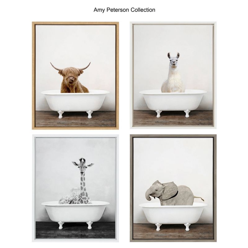 18" x 24" Sylvie Alpaca in The Tub Color Framed Canvas by Amy Peterson - Kate & Laurel All Things Decor, 6 of 9