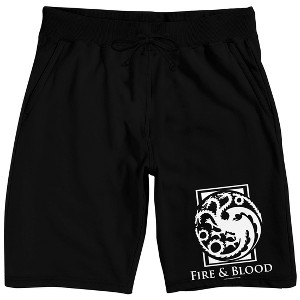 House of the Dragon Fire & Blood Men's Black Sleep Pajama Shorts - 1 of 3