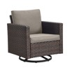 POCASSY 1 Piece Outdoor Swivel Rocker, Brown Wicker All Weather Swivel Gliding Patio Chair with Deep Seat High Back for Porch Balcony Deck - 3 of 4