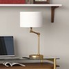 Hudson and Canal Height-Adjustable Table Lamp with Fabric Shade Brushed Brass/White: Industrial Style, Drum Shade, Metal Body - 3 of 4