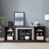 70" Large TV Stand with Faux Stacked Stone Surround, Media Console Table with Spacious Storage Cabinet, TV Desk Storage Rack, Entertainment Center - 3 of 4
