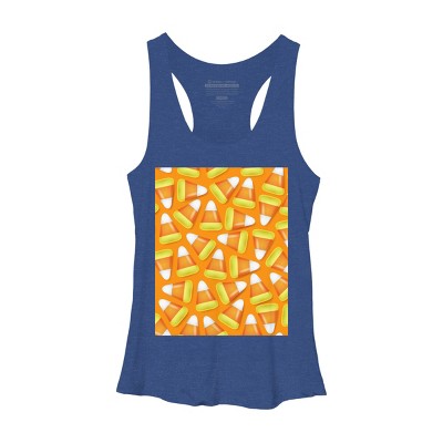 Women's Design By Humans Halloween Candy Corn By NewburyBoutique Racerback Tank Top