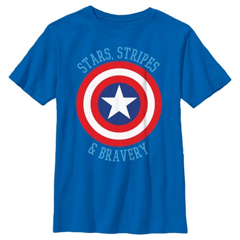 Boy's Marvel Avengers Captain America Stars Stripes & Bravery T-Shirt -  Royal Blue - Large