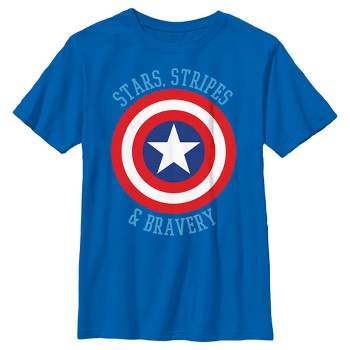 Boy's Marvel Avengers Captain America Stars Stripes & Bravery T-Shirt