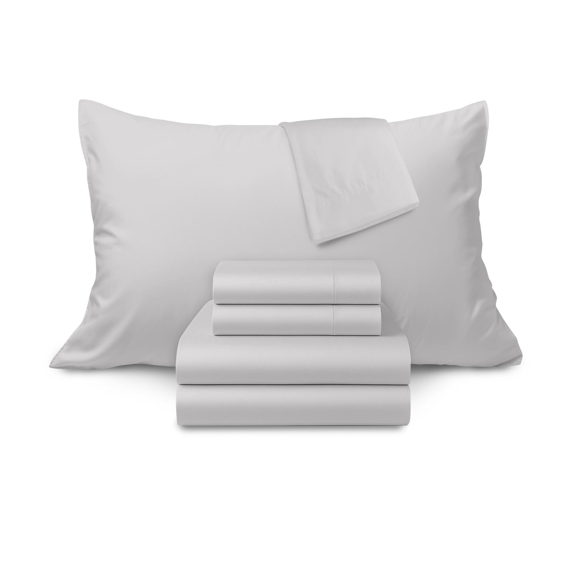 Luxe Cotton Percale Crisp and Cool Sheet Set, King/California King, Light Grey