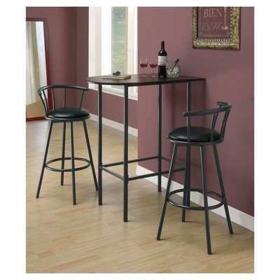Set of 2 Black Swivel Metal and Leather Bar Stools