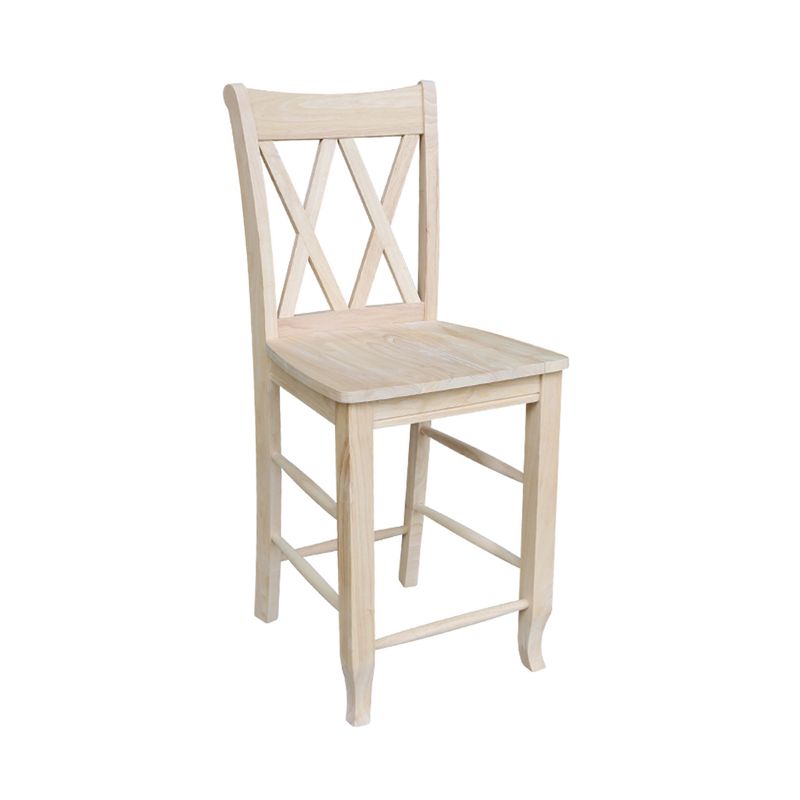 24&#34; Double X Back Counter Height Barstool Unfinished - International Concepts, 4 of 13