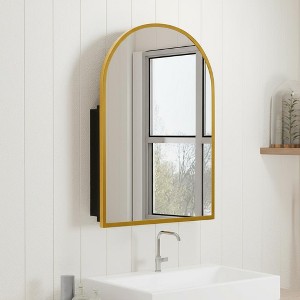 Spassway Recessed or Wall Mount Medicine Cabinet 24 x 36 Inch Bathroom Mirror Cabinet with HD Mirror, Black - 1 of 4