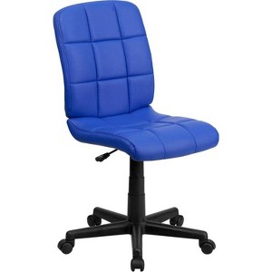 Mid-Back Swivel Task Chair Blue Quilted Vinyl - Flash Furniture