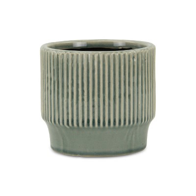 Cheung's Green Ruffled Ridge Pot - Large